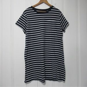 Pact Navy & White Striped Short Sleeve T-Shirt Dress